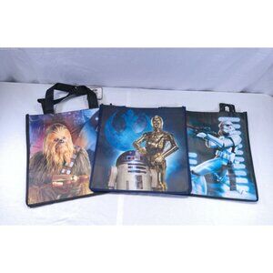 3 Star Wars Plastic Reusable Handle Tote Bags New